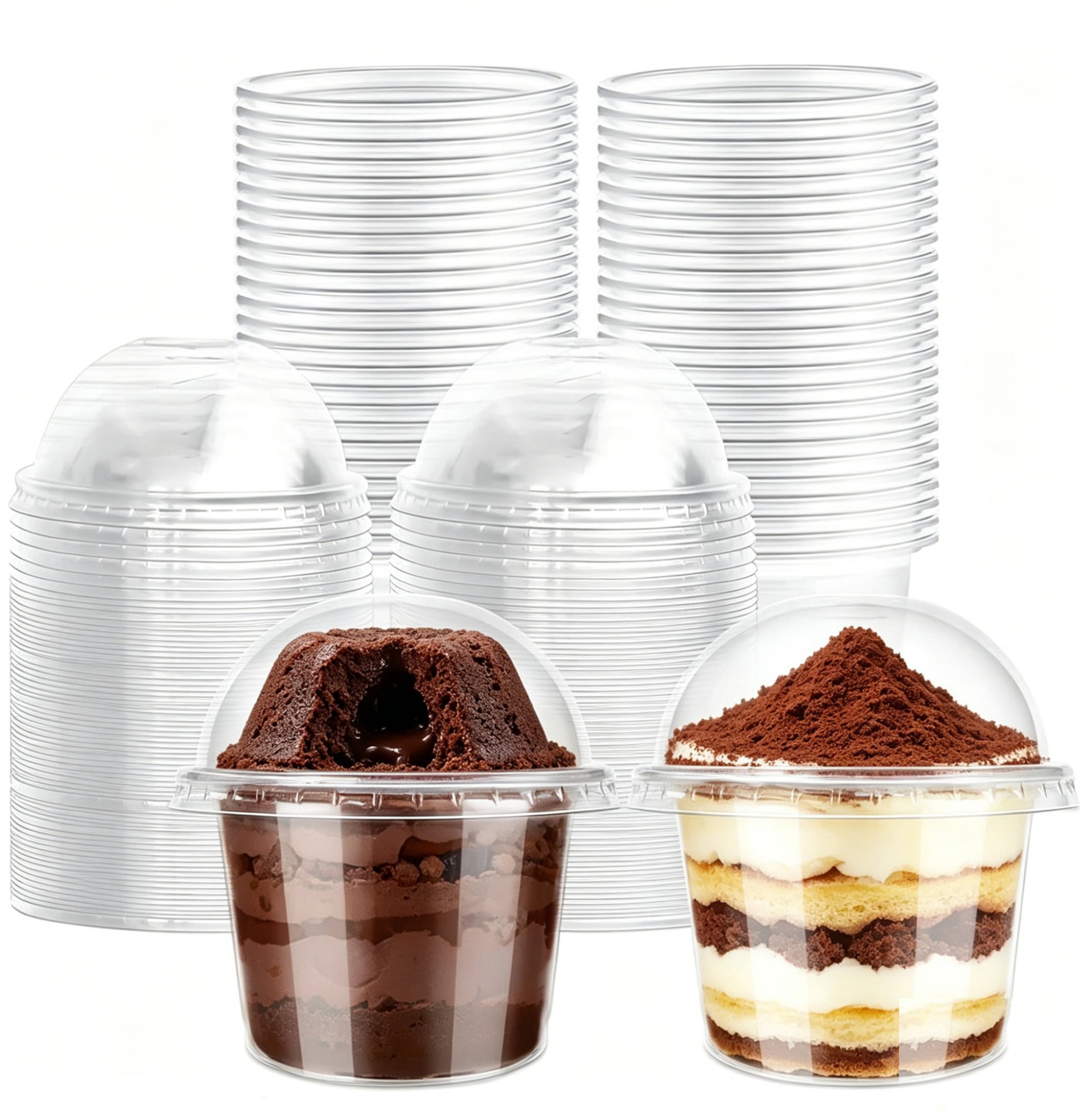 Bexikou 8oz Clear Plastic Cups with Lids,25 Sets Fruit Cups for Party, Disposable Parfait Cups with Dome Lids,Disposable Snack Bowls, Dessert Cups for Pudding, Cake, Ice Cream, Cupcake, Snacks
