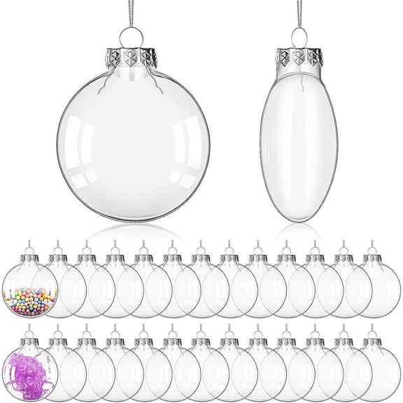 Bexikou 3.15inch Clear Christmas Ornament Ball,Transparent Fillable Light Bulb Ornament with Removable Metal Cap Christmas,Plastic Hanging Ornaments for Christmas Tree Decor (12 Pieces)