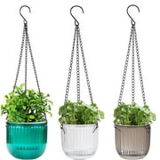 Bexikou 3 Pcs Hanging Planter Pots,Self-Watering Hanging Basket with Drainage Hole and Metal Chain,Succulent Flower Plant Pot Container for Indoor Outdoor Garden Balcony Wall Decor