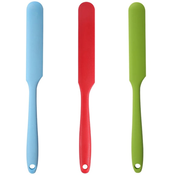 Bexikou 3 Pcs Silicone Jar Spatulas,Non-Stick Heat Resistant Cake Cream Spatulas Set,9.5 inch Mixing Butter Spatulas Baking Scrapers for Jars Blenders Cooking Stirring(3 Colors）