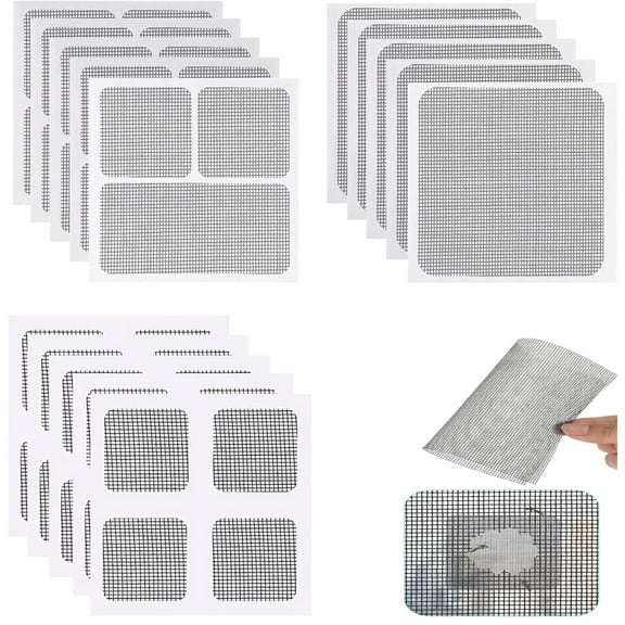 Bexikou 30 Pcs Window Screen Repair Patches,Screen Door Replacement Repair Kit,Self-Adhesive Screen Kit Fiberglass Screen Patches Mesh Repair Suitable for Repairing Screen Windows Doors Tents Nets
