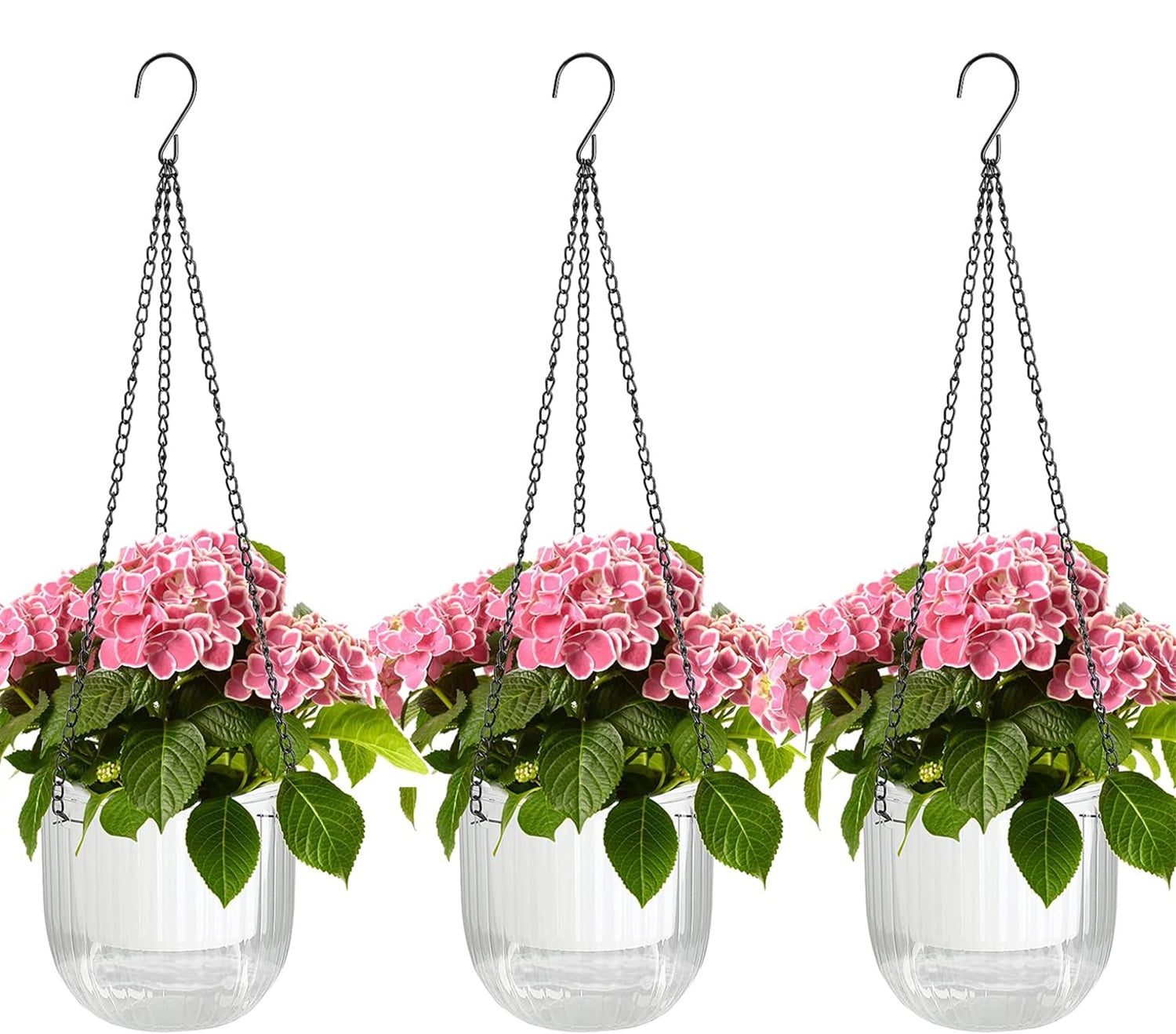Bexikou 3Pcs Self-Watering Hanging Flower Pot Plants,Indoor Hanging Flower Pots with Drainage Holes for Indoor Outdoor