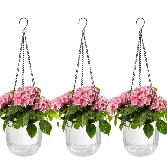 Bexikou 3Pcs Self-Watering Hanging Flower Pot Plants,Indoor Hanging Flower Pots with Drainage Holes for Indoor Outdoor