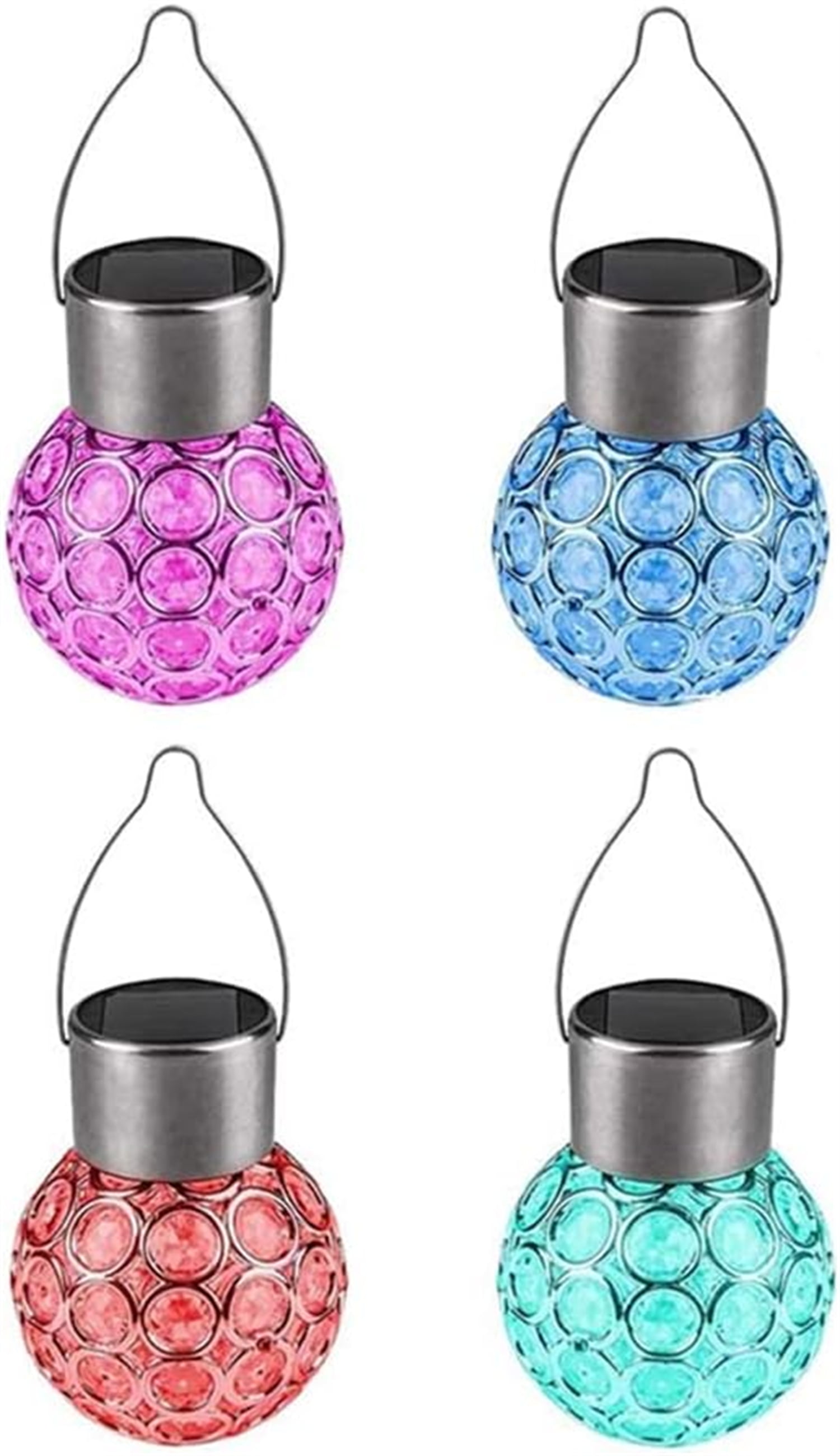 Bexikou 4 Pack Hanging Solar Lights Outdoor, Decorative Ball Lights Waterproof Solar Lanterns with Handle for Garden, Walkway, Tree, or Holiday Decoration - Color Changing