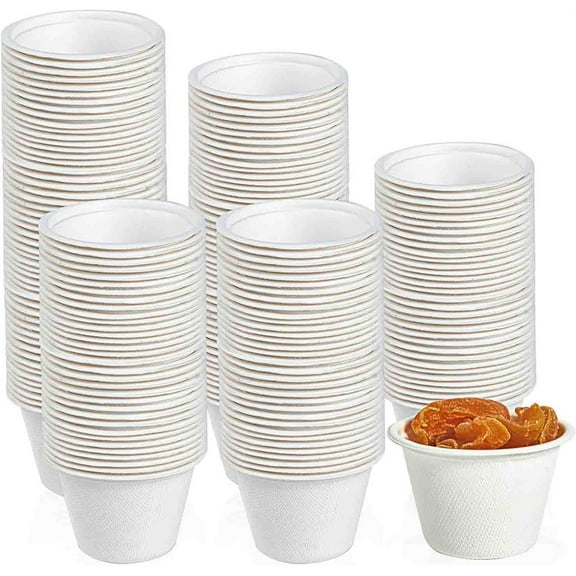 Bexikou 4 oz 100 Pack White Paper Souffle Cup - Small Paper Cups for Sample,Condiment Cups,Snack Cups, Souffle Cups - Mini Disposable Tasting Cups for Dips, Jams, Honey, Sauces, Nuts