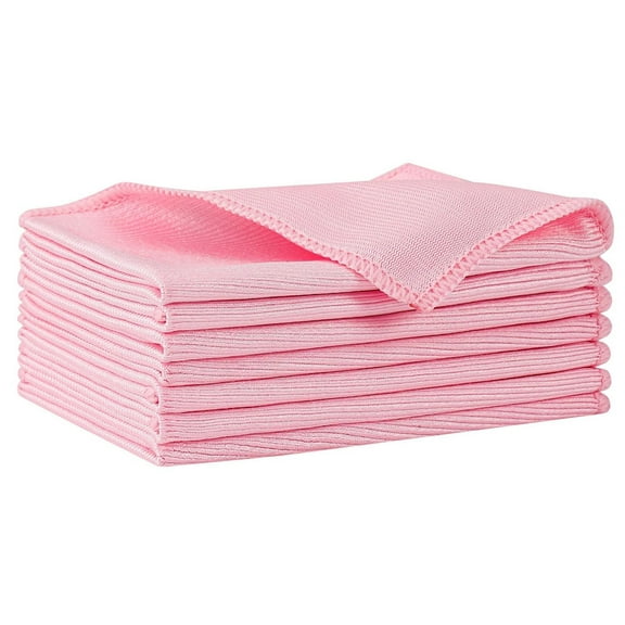 Bexikou 5 Pack (15.75 x 11.8)Microfiber Cloth,Glass Cleaning Cloth Polishing Cloths,Microfiber Cloth for Glasses Reusable Cleaning Cloths for Windows Windshields Mirrors Stainless Steel (Pink)