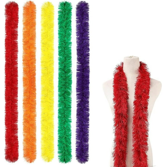 Bexikou 5Pcs Feather Boas Artificial Fluffy Boas Decoration for Wedding Party Costume Birthday Xmas,Multicolor