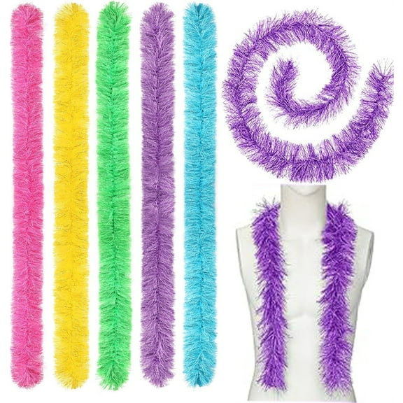 Bexikou 5Pcs Feathers Boas Artificial Fluffy Boas 5 ft Decoration for DIY Crafts Wedding Costume Christmas Party Supplies