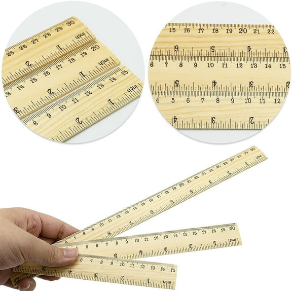 Bexikou 6 Pcs Straight Wooded Ruler,Wooden Ruler Double Scale Rulers,Straight Ruler Math Learning Rulers,Wood Measuring Ruler with Centimeters and Inches for Home Office Rulers Supplies