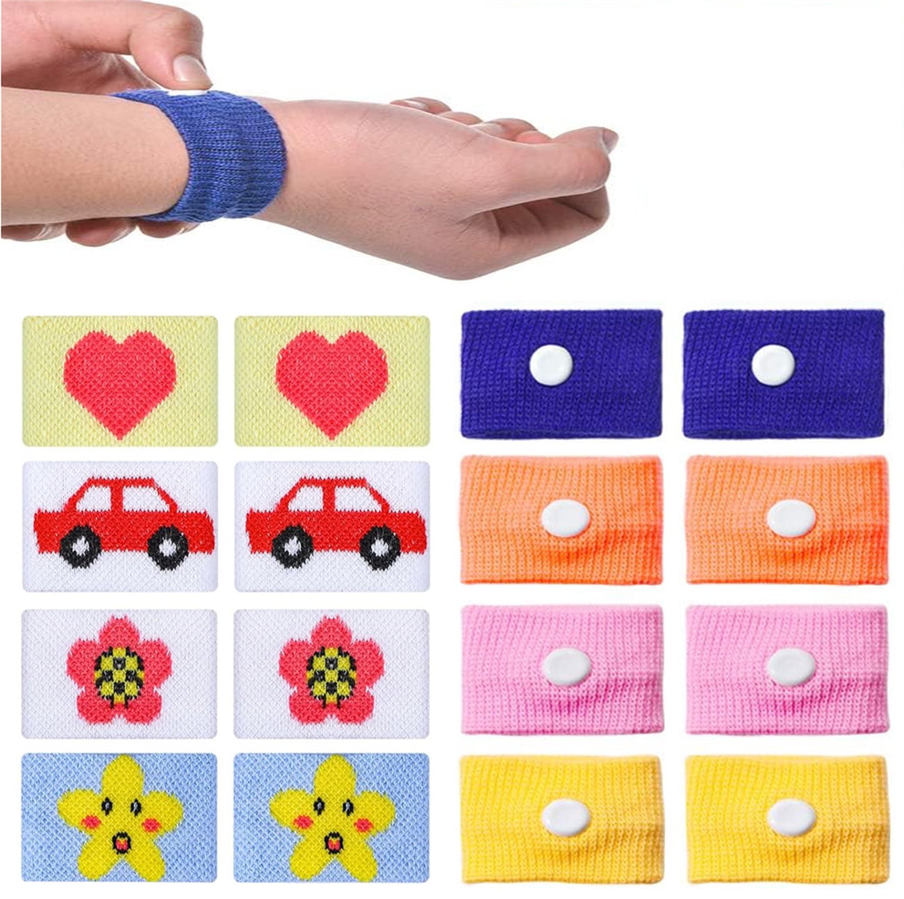 Bexikou 8 Pairs Travel Wristbands,Motion Sickness Bands,Car Sickness