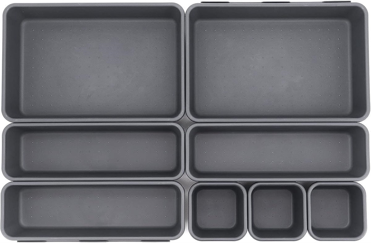 Bexikou 8-Piece Stackable Drawer Organizer Set, Rectangle Stackable ...