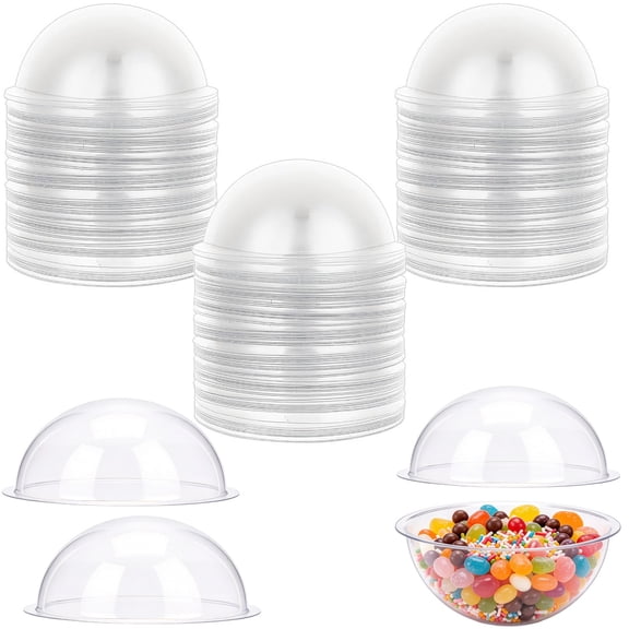 Bexikou 80 Pcs Half Ball Candy Holder,3.54" Half Ball Plastic Domes,Plastic Half Globe Cover for DIY Snow Globes, Candy Boxes, Shaker Cards, Decorative Bowls, and Gift Boxes