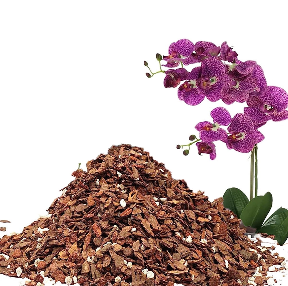 Bexikou 8QT Orchid Potting Mix with Mix Pine Bark & Perlite Stone,Orchid Garden Soil for Root Development, Improve Drainage and Aeration
