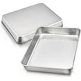 thumbnail image 1 of Bexikou Baking Oven Tray, Stainless Steel Deep Baking Brownie Pan, Small Rectangle Cake Tins for Cooking/Roasting/Serving, 1 of 7