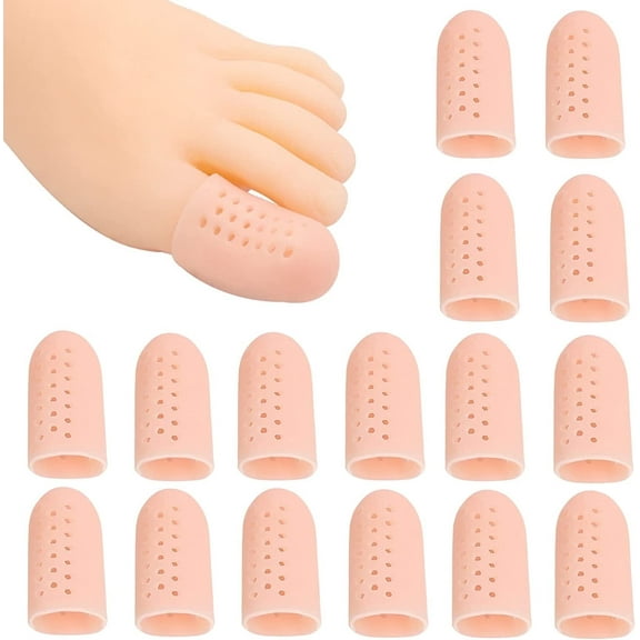 Bexikou Breathable Gel Toe Cap,10 Piece Gel Big Toe Protectors for Woman and Man, Silicone Toe Protectors for Big Toe, Blisters, Corns, Hammer Toes, Friction Pain Relief 1.77*0.98 Size