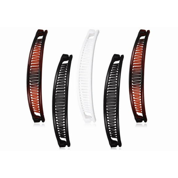 Bexikou Clincher Combs Adult Child Banana Clips, Brown, (5 Pieces)