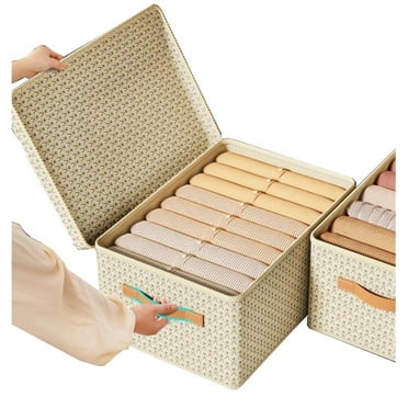 Bexikou Clothes Storage Box Bins,Stackable Foldable Organizer with Sturdy Handles, Clothes Storage Bags with Handles for Towels, Books, Toys, Clothes
