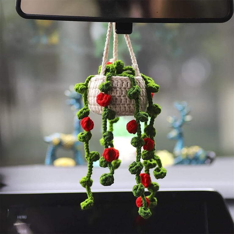 Bexikou Crochet Hanging Plant for Car,Car Mirror Hanging Accessory Cute Car  Plant Accessories, Knitted Plant Car Mirror Hanger,Car Plant Crochet  Hanging Basket - Walmart.com