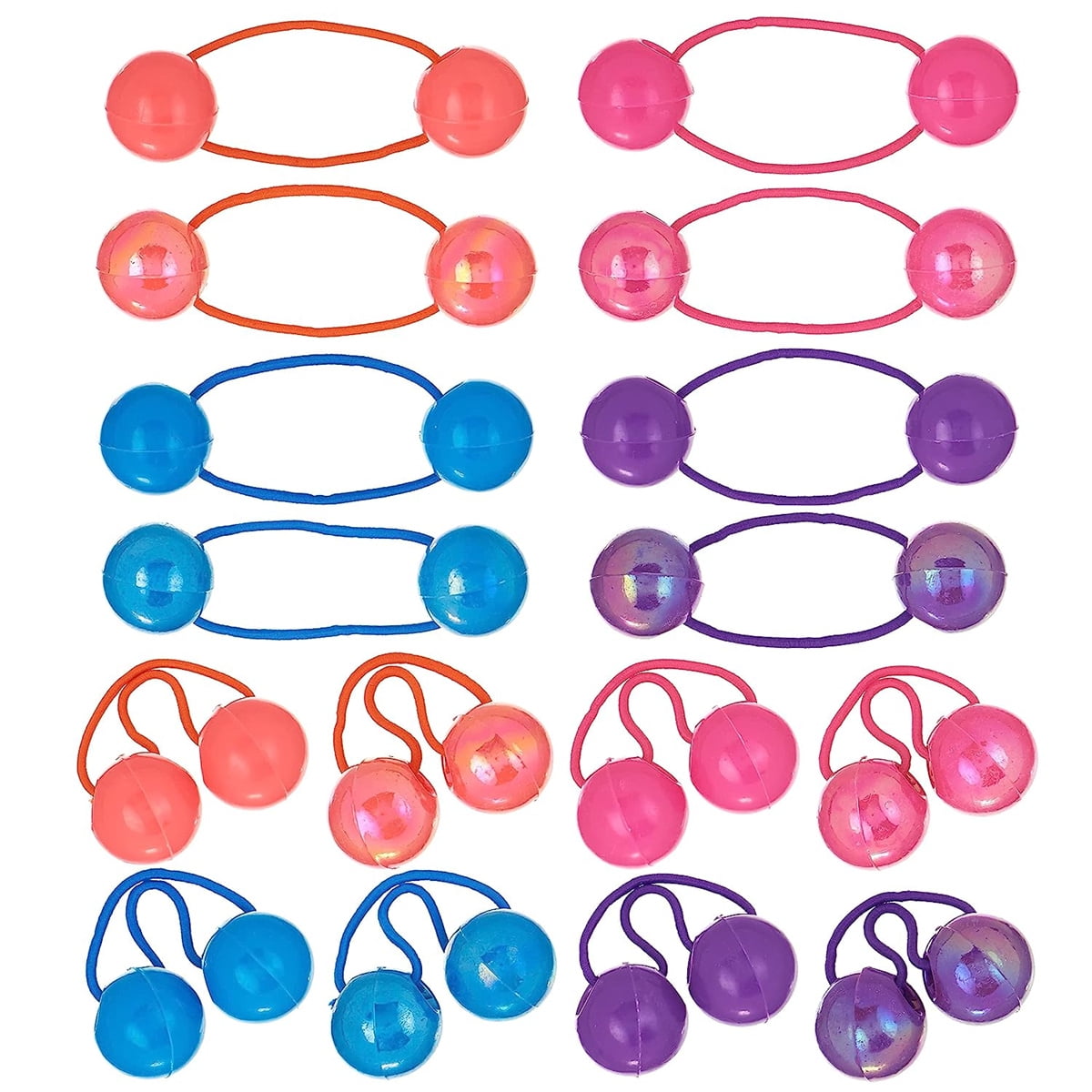 Bexikou Elastic Hair Ties with Balls,16 Pcs Colored Elastic Hair Bands