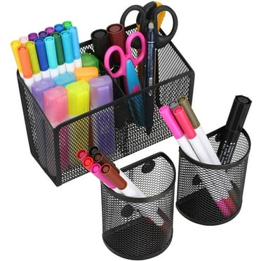 Bexikou Magnetic Pen Holder, Magnetic Basket Organizer for Storage, Strong mesh Metal Magnetic Pencil Holder to Hold whiteboard, Fridge, Refrigerator and Locker Accessories,Set of 3