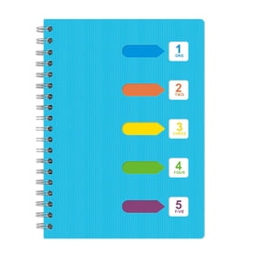 Bexikou Office Durable Notebooks, 5 Subject Notebook 120 Sheets,Wide Ruled, Lab Professional Notepad, Colored Dividers with Tabs for Office, Business, Professional