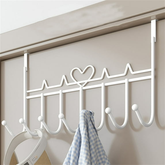 Bexikou Over The Door Hooks, 7 Hooks Hanger Rack for Hanging,Decorative Metal Rack for Home Use Hats Coats Key Bag Clothes Scarfs Hooks