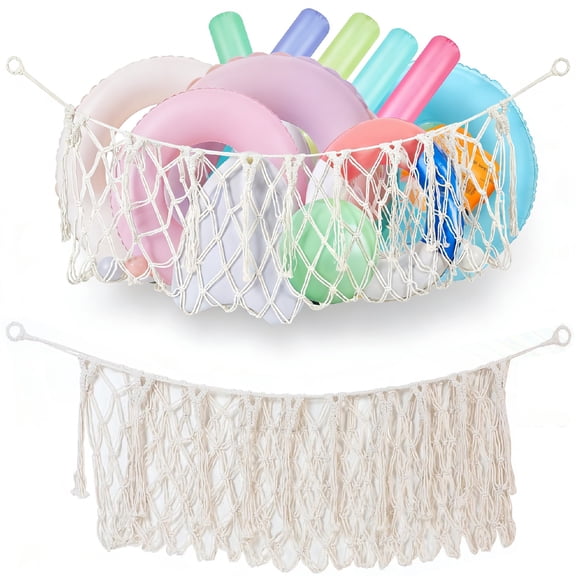 Bexikou Pool Float Storage Net, Large Mesh Pool Toy Holder, Hanging Mesh Net Organizer, Swimming Poolside Fence Holder for Inflatables Toy, Balls, Swimming Ring, Pool Accessories