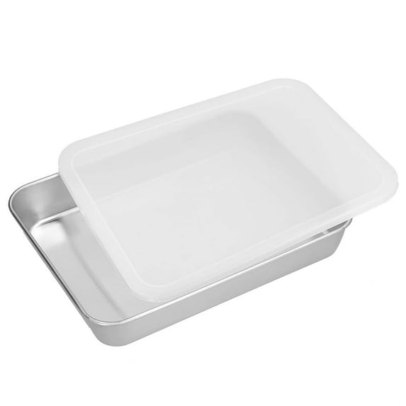 Bexikou Stainless Steel Baking Pan with Lid, Rectangle Sheet Cake Pans with Covers,Toaster Oven Pan, Barbeque Grill Pan for Cakes Brownies Cookie Pizza
