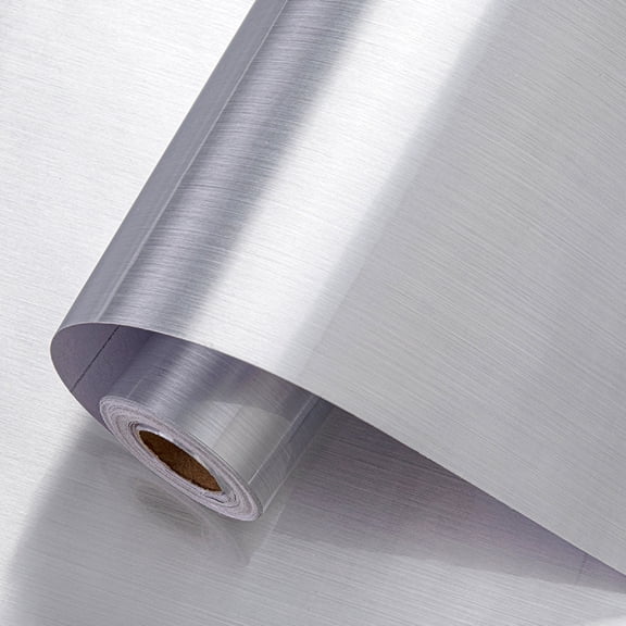 Bexikou Stainless Steel Contact Paper, Metallic Wall Paper, Waterproof Self Adhesive Removable Vinyl Wallpaper for Kitchen Countertop Cabinet Furniture Appliance Decor, 15.75 x 78.7 Inch