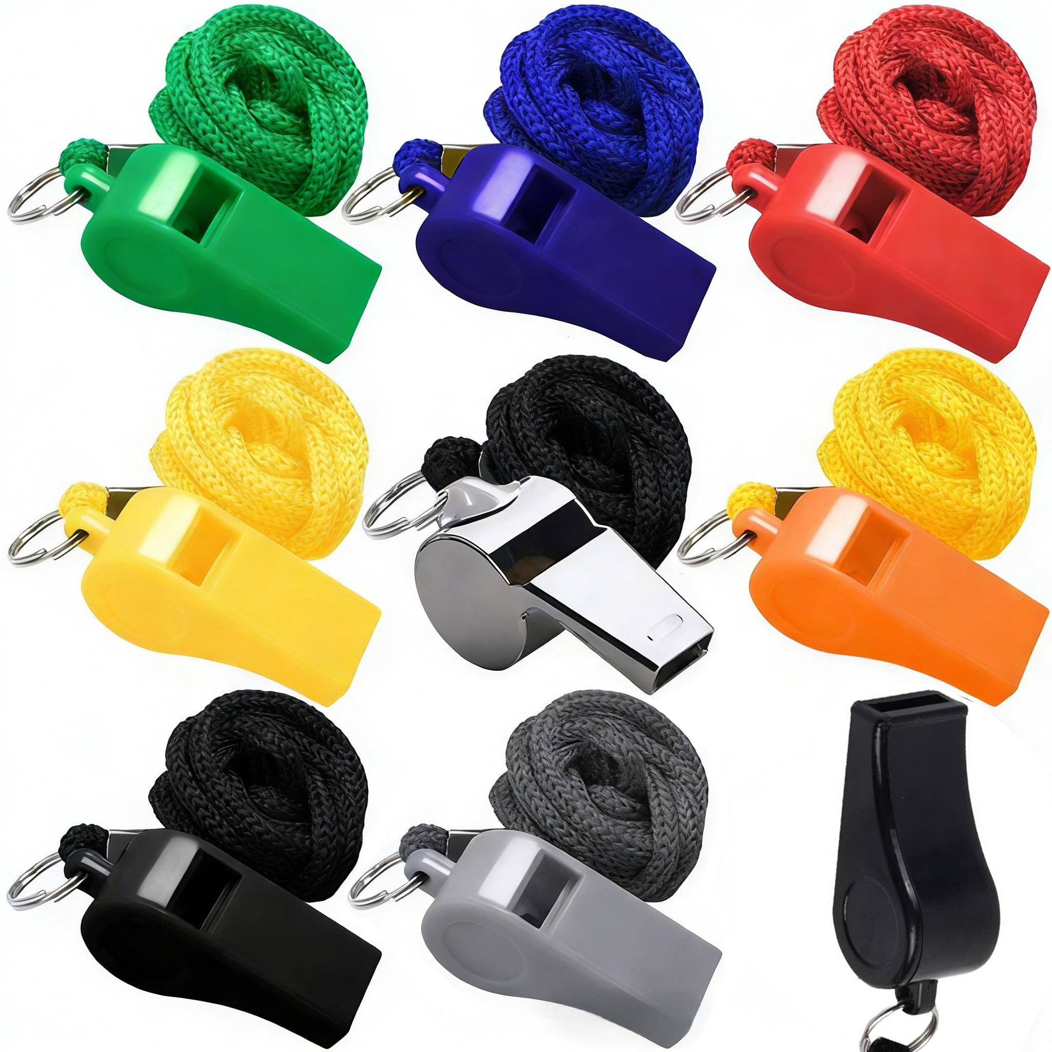 Bexikou Whistle with Lanyard, 8 Packs Sports Whistles Bulk, 7pcs