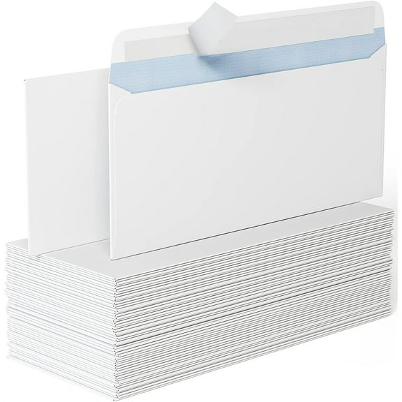 Bexikou White Paper Envelopes, Security Tinted White Mailing Envelopes, Greeting Card Invitation Envelopes for School Home Office Ecommerce - Pack of 50