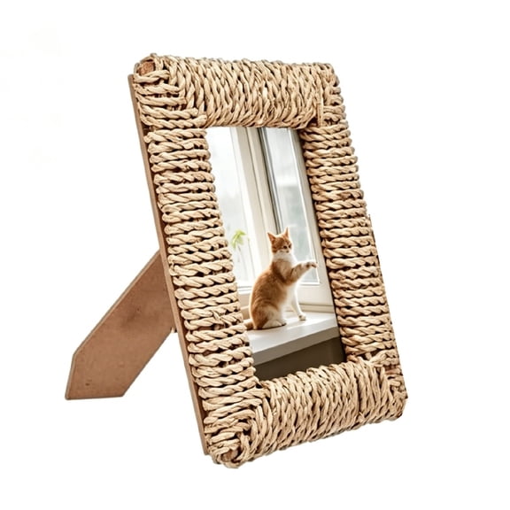 Bexikou Woven Rattan Picture Frame Set, 5x7 Inch Wicker Photo Frame with Stand, Handmade Boho Frame for Wall & Tabletop Display, Home Decor Gifts for Family and Friends