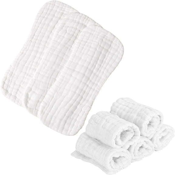 Bexikoy 9 Ply Thick Cotton Cloth Diapers, 10 Pcs Reusable Washable Diaper Inserts, Multi-Use Soft Burping Cloths for Newborns Infants Toddlers