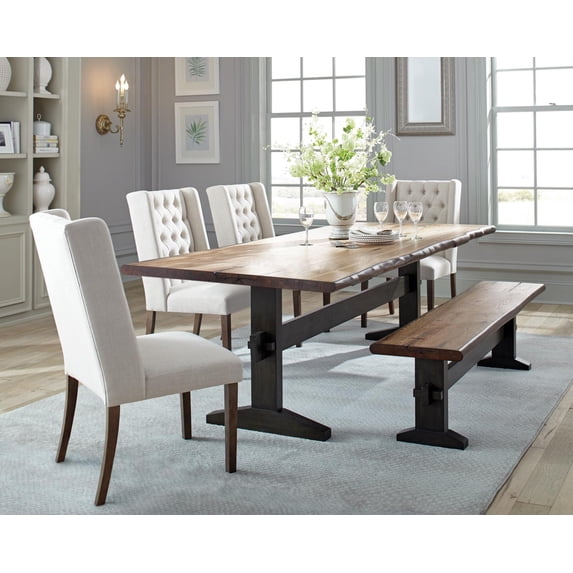 Bexley Rectangular Live Edge Dining Set Natural Honey and Espresso