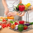 thumbnail image 1 of Bextsrack 2 Layer Disassembly Hanging Fruit Baskets With Banana Tree in Kitchen for countertop,(Black), 1 of 7