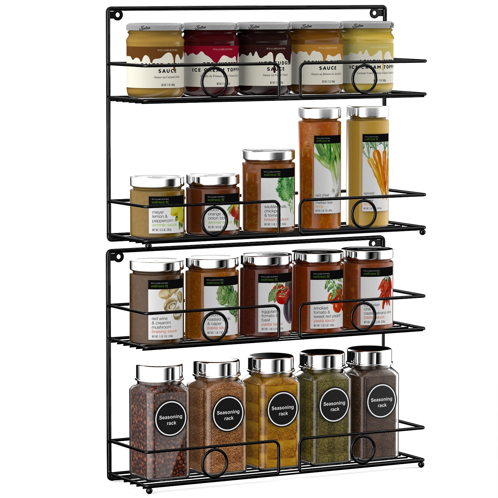 Cooking Spice Rack Bextsrack 2 Layers 2 PCs Spice Rack for kitchen-Black - Walmart.com