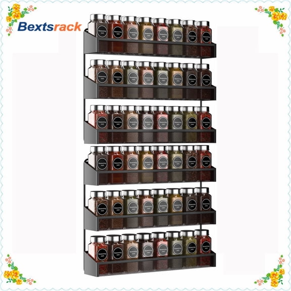 Bextsrack 2 PC 3 Layers Spice Rack Organizer for Cabinet for Kitchen-Black