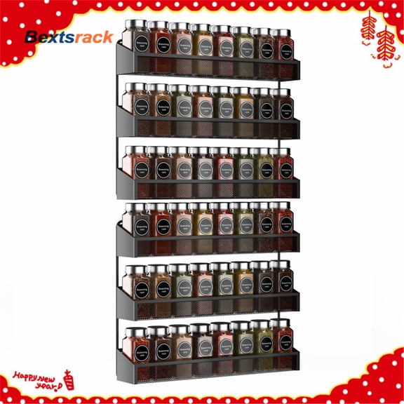 Bextsrack 2 PCs 3 Layers Spice Rack Organizer for Cabinet for Kitchen,Black
