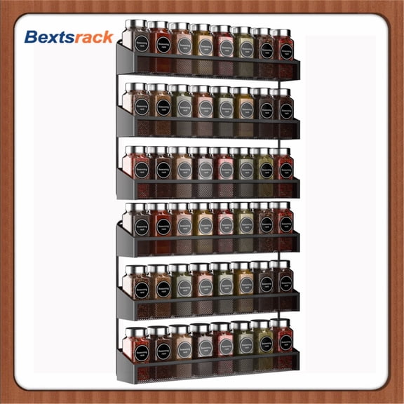 Bextsrack 2 PCs 3 Tiers Spice Rack Organizer for Cabinet Door for Kitchen,Black