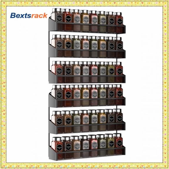 Bextsrack 2 Pieces 3 Layers Spice Racks for Walls in Home,Black