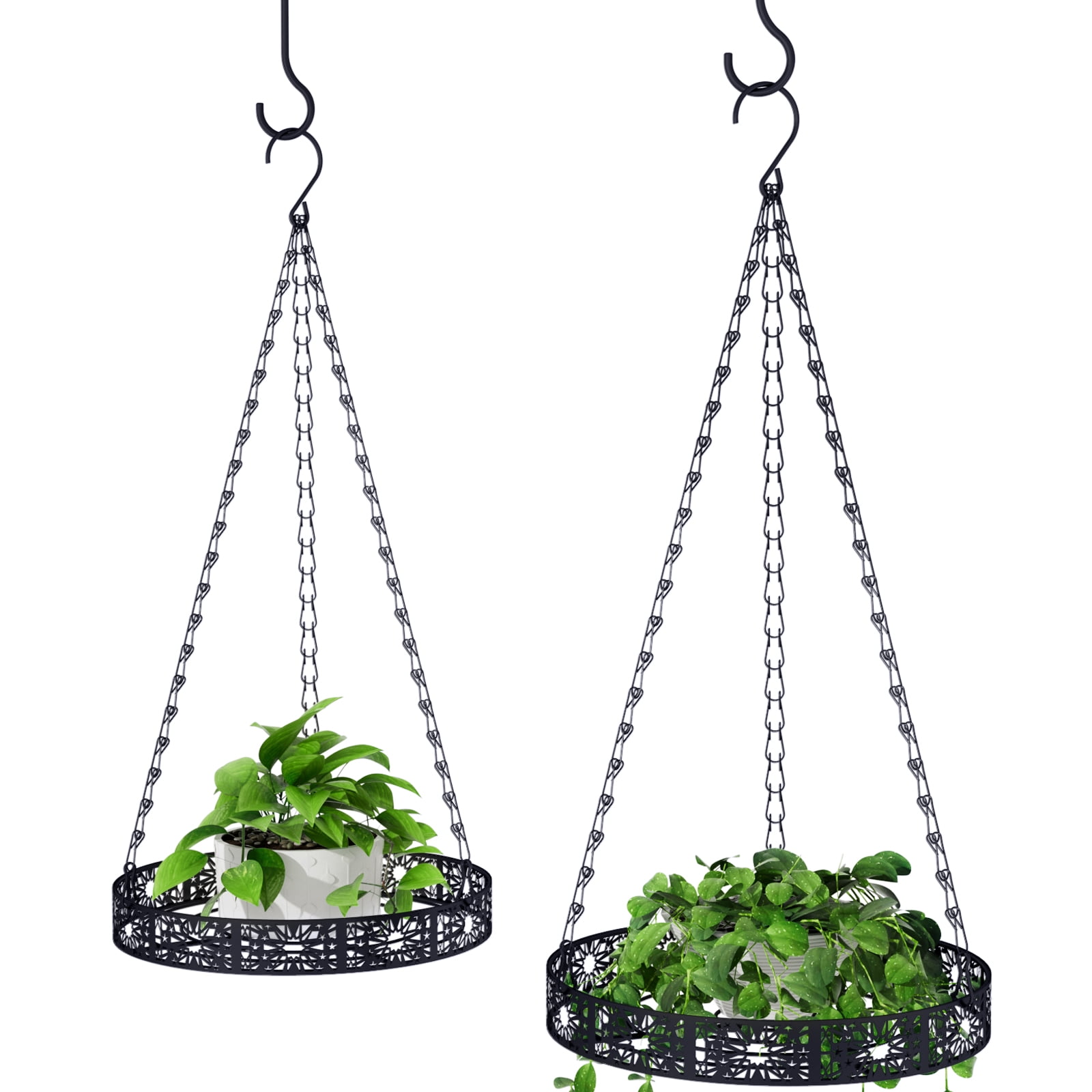 Bextsrack 2 PCS Metal Hanging Basket for Plants Flower Garden Pot