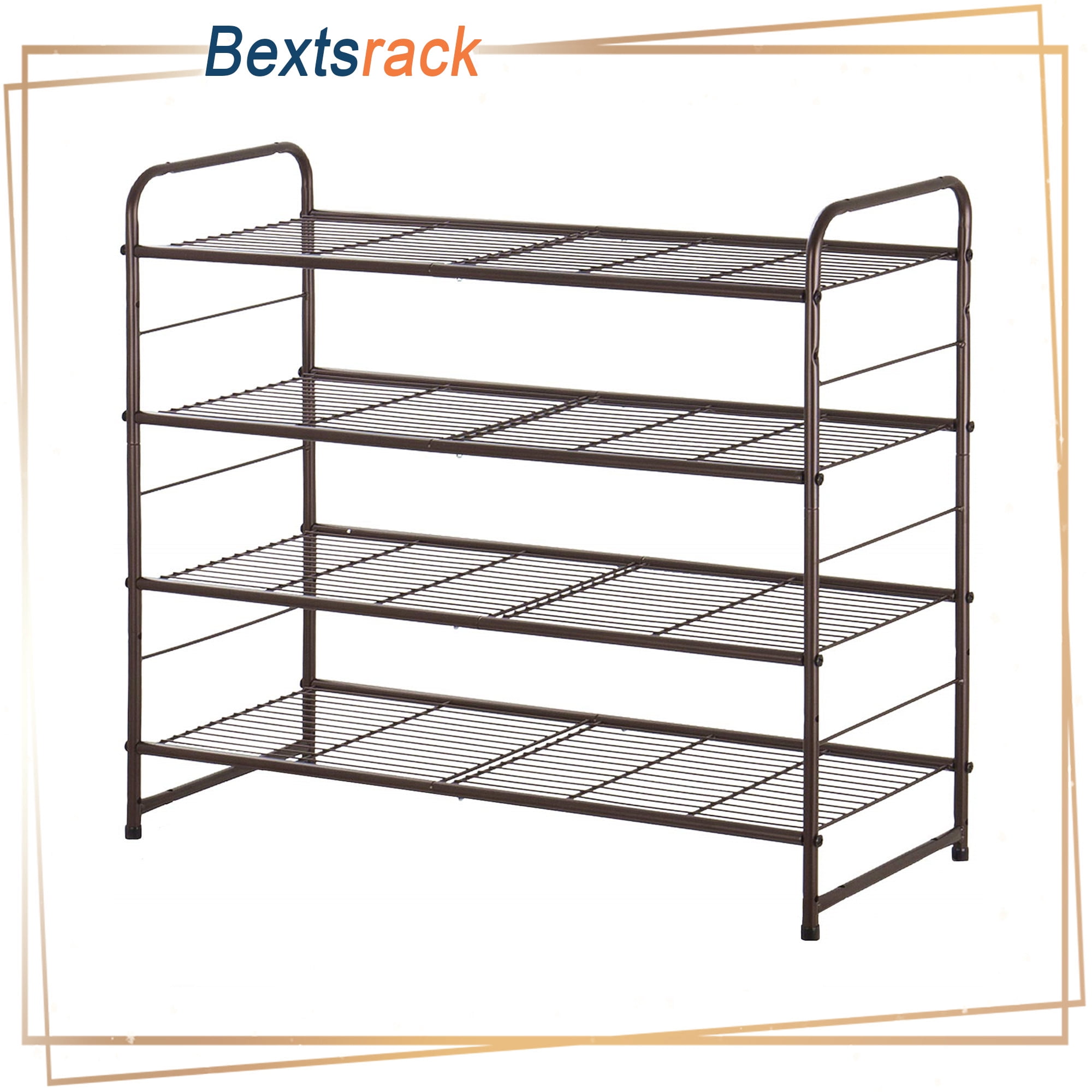 Bextsrack 4-Tier Shoe Rack, Stackable & Adjustable Wire Grid Shoe ...