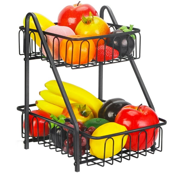 Bextsrack Fruit Basket, Metal Fruit Bowl Vegetable Bread Storage Bowl for Hoom Decor Kitchen, Dining Table, Black Halloween Home Decorations Gift