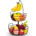 thumbnail image 1 of Bextsrack Fruit Basket Bowl with Banana Hanger for Kitchen, Bronze, 1 of 7