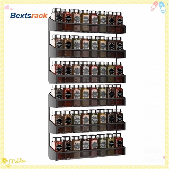 Bextsrack Set of 2 3 Tier Spice Rack Organizer for Cabinet for Kitchen,Black