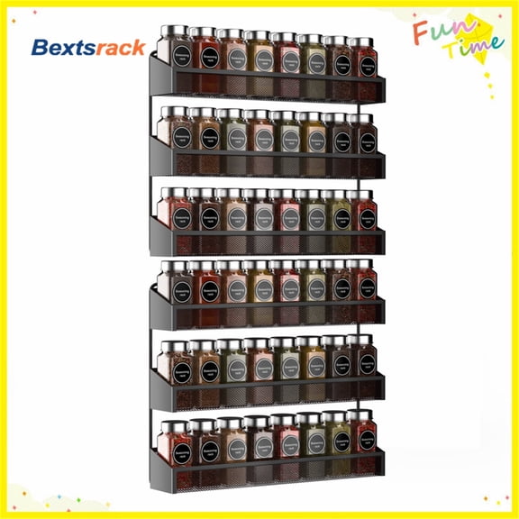 Bextsrack Set of 2 3 Tiers Seasoning Shelf in Home-Black