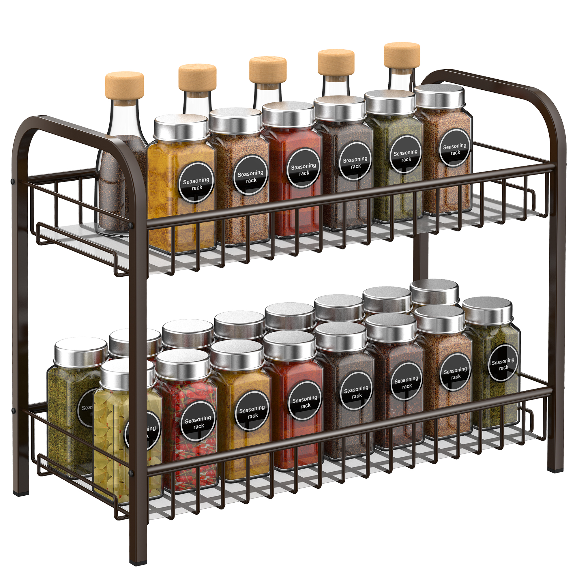 Bextsrack Spice Rack, Metal Freestanding Storage Rack with Shelf Liner