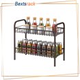 thumbnail image 1 of Bextsrack Spice Rack Organizer, 2 Tier Freestanding Metal Seasoning Jar Rack for Kitchen Cabinet Bathroom Pantry Office, Bronze, 1 of 7