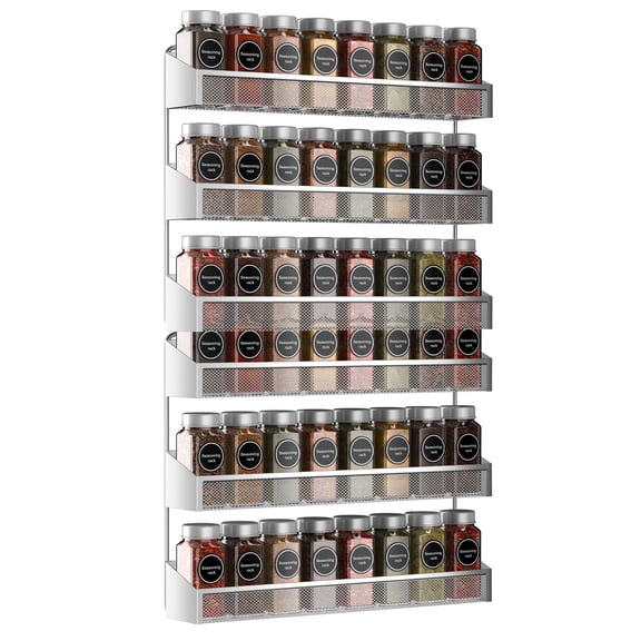 Bextsrack Spice Rack, Wall Mount Spice Storage Rack Hoom Decor Hanging Shelf for Kitchen Cabinet, Silver Halloween Home Decorations
