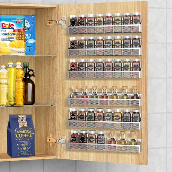 Bextsrack Spice Rack Wall Mount Spice Storage Rack for Kitchen Cabinet (Silver)